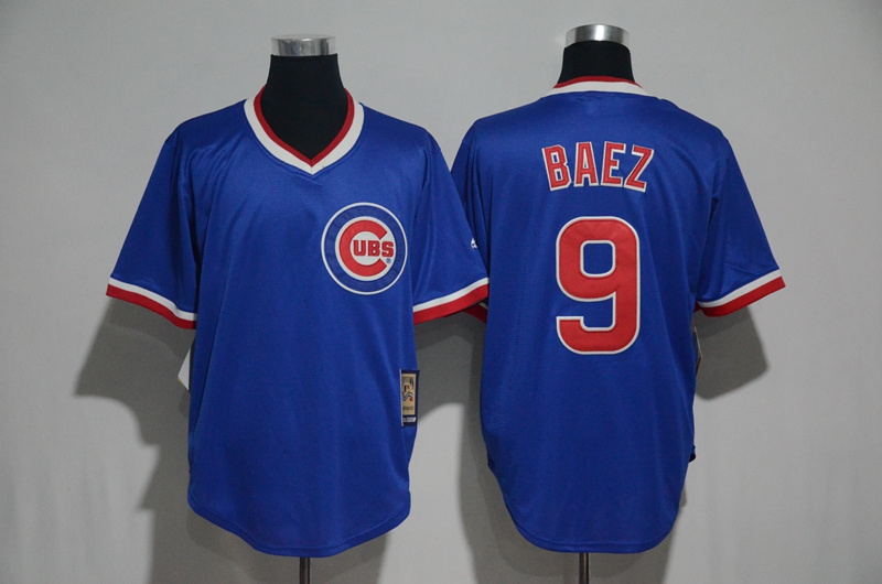 2017 MLB Chicago Cubs #9 Baez Blue Throwback Jersey->->MLB Jersey